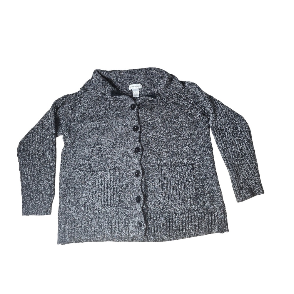 Drapers & Damons Cardigan Sweater Large Gray Confetti Knit Button Front Collared